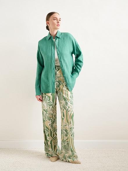 Рубашка из смеси льна и хлопка оверсайз - G022SZ0040KETO Сорочка жен. (VR055, 40)