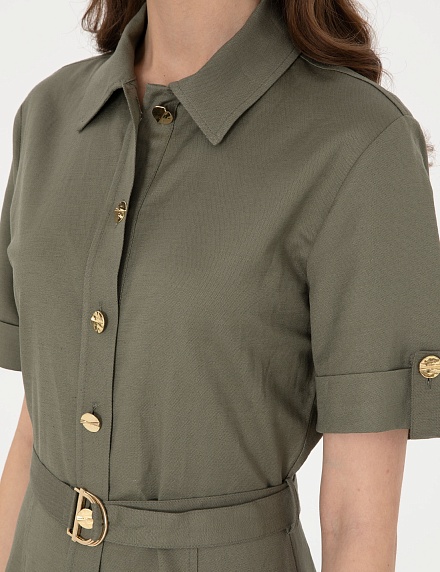 Платье-рубашка миди с добавлением льна - G022SZ0320BOWIE Платье жен. (VR027, 36)