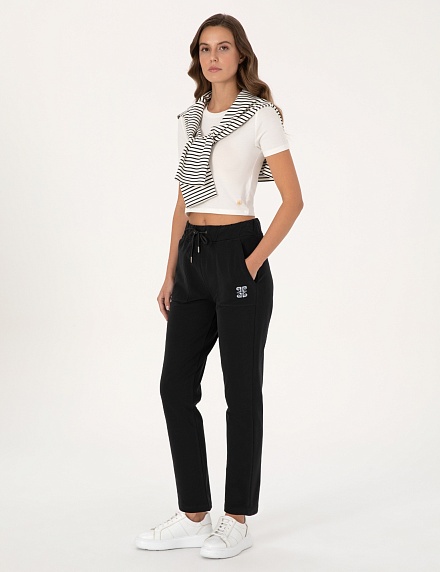 Брюки на кулиске с хлопком прямые - 