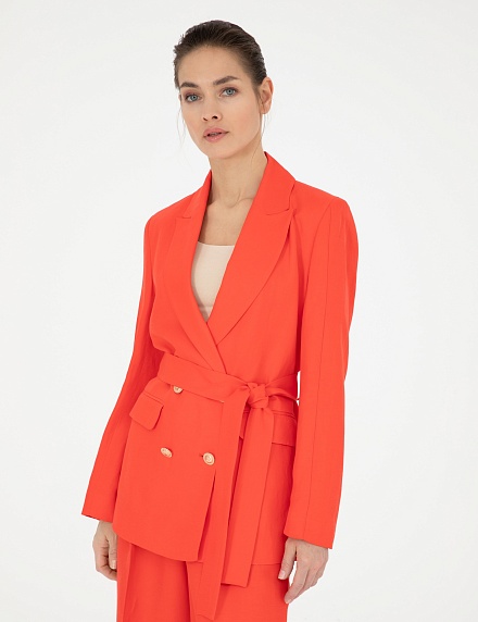 Пиджак двубортный с добавлением льна - G022SZ0020CLAY_C Пиджак жен. (VR239, 36)