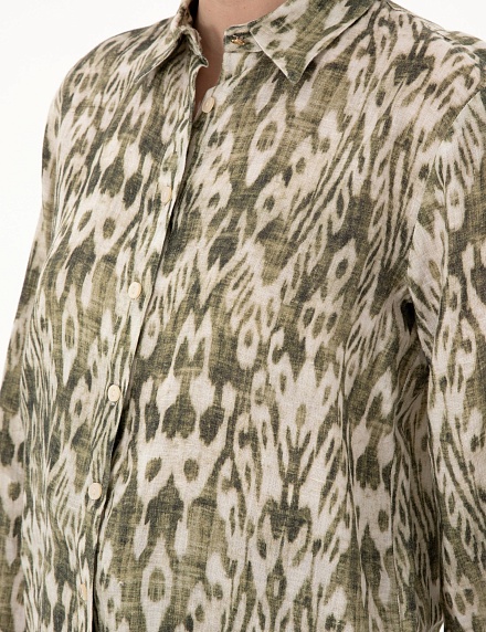 Рубашка льняная с принтом прямого кроя - G022SZ0040LUCIT_G Сорочка жен. (VR027, 36)