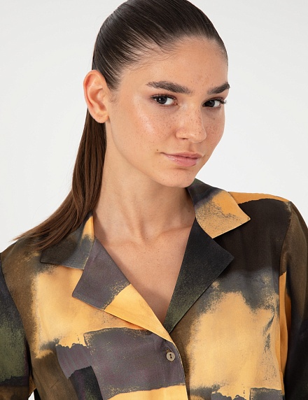 Рубашка с абстрактным принтом прямого кроя - G022SZ0040KAI_G Сорочка жен. (VR043, 40)