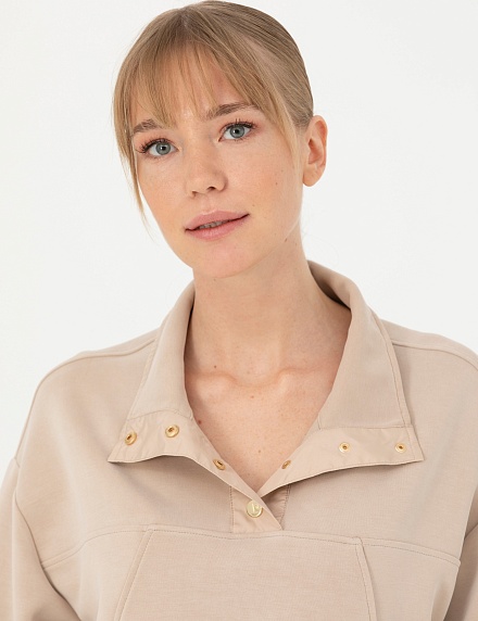 Толстовка с воротником на кнопках - G022SZ0820PASE-SW Толстовка жен. (VR085, XL)