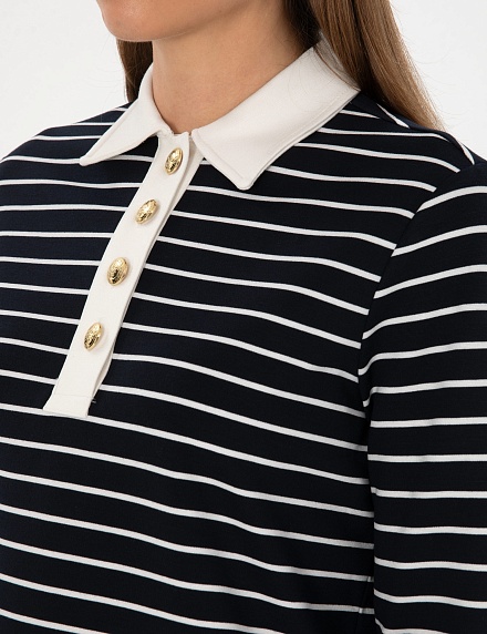 Лонгслив с отложным воротником в полоску - G022SZ0820SETHA Толстовка жен. (VR033, XS)