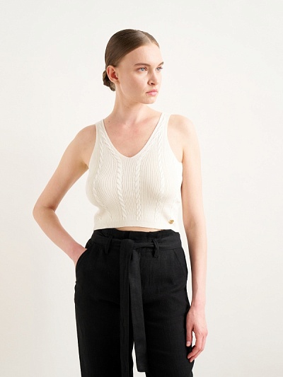 Топ вязаный с узором косы - G022SZ0TK0OZIN Кофта жен. (VR013, XS)