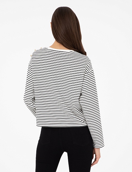 Лонгслив в полоску с декоративными пуговицами - G022SZ0820ZETA Толстовка жен. (VR019, L)