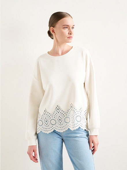 Свитшот с вышивкой в стиле кроше - G022SZ0820VOLKA Толстовка жен. (VR019, XS)