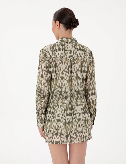 Рубашка льняная с принтом прямого кроя - G022SZ0040LUCIT_G Сорочка жен. (VR027, 34)