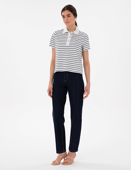 Футболка-поло в полоску свободная - G022SZ0110TAFO Футболка жен. (VR033, XL)