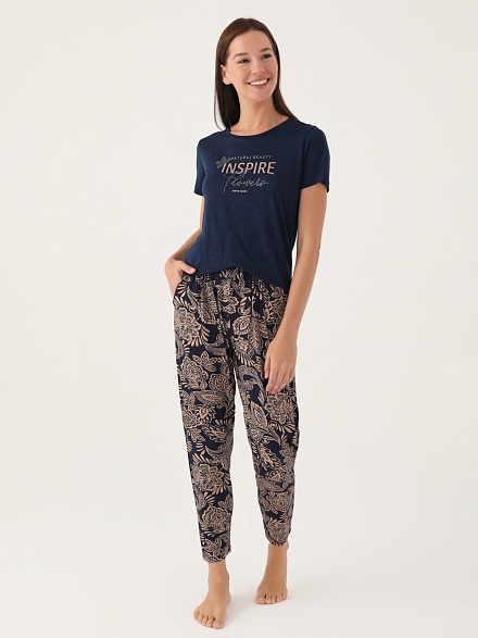 Пижама со штанами и футболкой - G022SZ0HFP028794_IY24 Костюм дом. жен. Бельевое изделие (VR033, XL)
