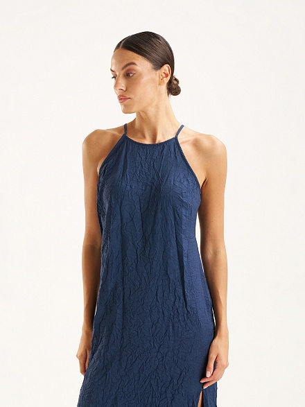 Платье макси из жатой ткани - G022SZ0320GRET_EL Платье жен. (VR033, 34)