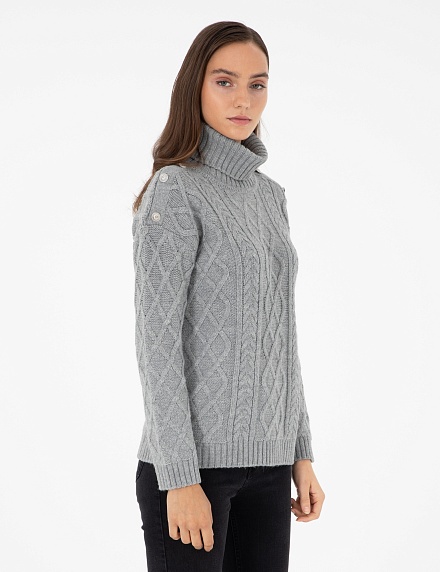 Свитер с узором и декоративными пуговицами - G022SZ0TK0SUDE Кофта жен. (VR086, 2XL)