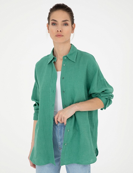Рубашка из смеси льна и хлопка оверсайз - G022SZ0040KETO Сорочка жен. (VR054, 42)