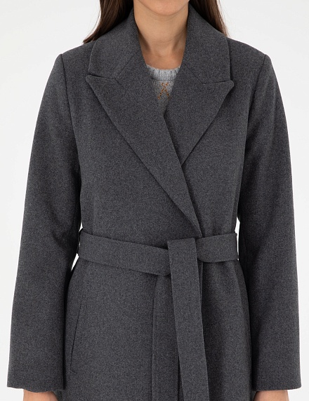 Пальто на запах с добавлением шерсти прямое - G022SZ0KS0JETLA Куртка жен. (VR006, 38)