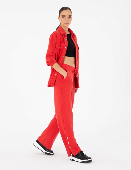 Брюки спортивные с разрезами на кнопках прямые - 