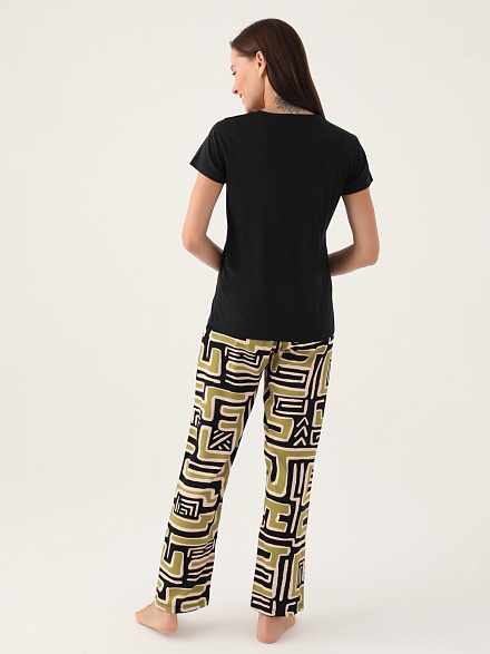 Пижама со штанами и футболкой - G022SZ0HFP028817_IY24 Костюм дом. жен. Бельевое изделие (VR046, S)