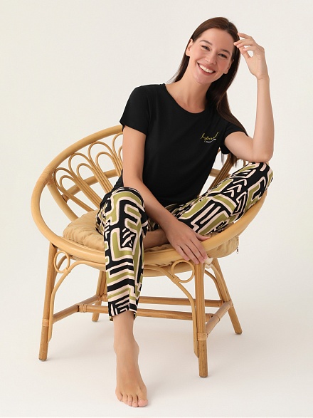 Пижама со штанами и футболкой - G022SZ0HFP028818_IY24 Костюм дом. жен. Бельевое изделие (VR046, S)