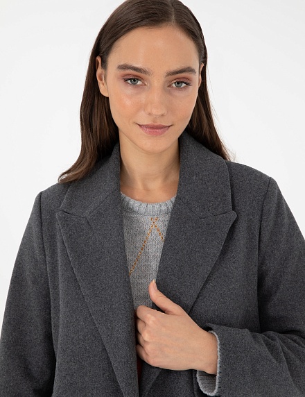 Пальто на запах с добавлением шерсти прямое - G022SZ0KS0JETLA Куртка жен. (VR006, 38)