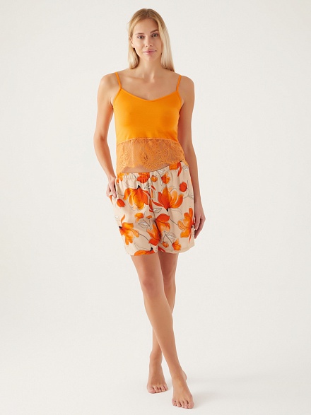 Пижама 3 в 1 с шортами, халатом и топом - G022SZ0HFP028815_IY24 Костюм дом. жен. Бельевое изделие (VR011, XL)