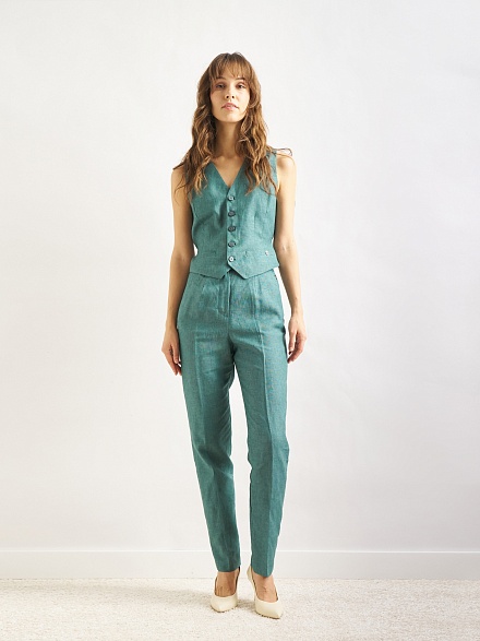 Брюки классические льняные зауженные - G022SZ0030P-MALONE-R Брюки жен. (VR054, 34)