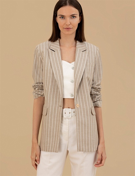 Пиджак в полоску с добавлением льна - G022SZ0020MARINO-C Пиджак жен. (VR011, 36)