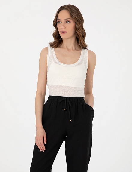 Топ из льна свободный - G022SZ0110PUDU Футболка жен. (VR019, XS)