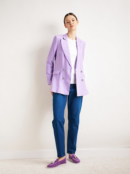 Пиджак двубортный из жатой ткани - 