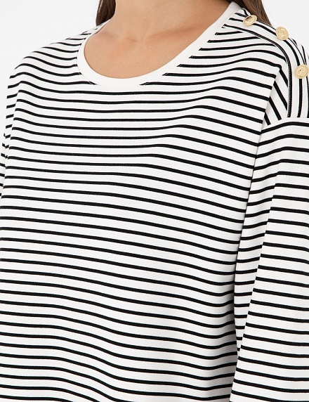 Лонгслив в полоску с декоративными пуговицами - G022SZ0820ZETA Толстовка жен. (VR019, L)