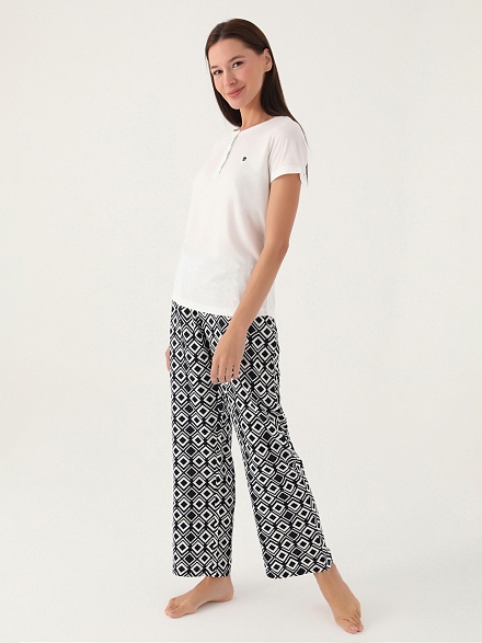 Пижама со штанами и футболкой - G022SZ0HFP028838_IY24 Костюм дом. жен. Бельевое изделие (VR071, S)