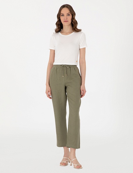Брюки льняные на кулиске укороченные - G022SZ0780KETO_P Брюки жен. (VR027, 36)