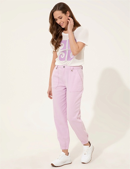 Джоггеры с добавлением льна - G022SZ0780BORYA Брюки жен. (VR034, 42)