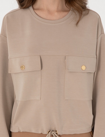 Свитшот с кулиской по низу - G022SZ0820BEPLA_S Толстовка жен. (VR085, XS)