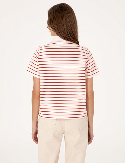 Футболка-поло в полоску свободная - G022SZ0110TAFO Футболка жен. (VR030, S)
