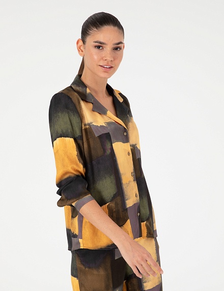 Рубашка с абстрактным принтом прямого кроя - 