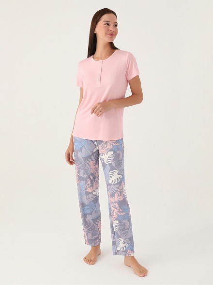 Пижама со штанами и футболкой - G022SZ0HFP028801_IY24 Костюм дом. жен. Бельевое изделие (VR041, S)