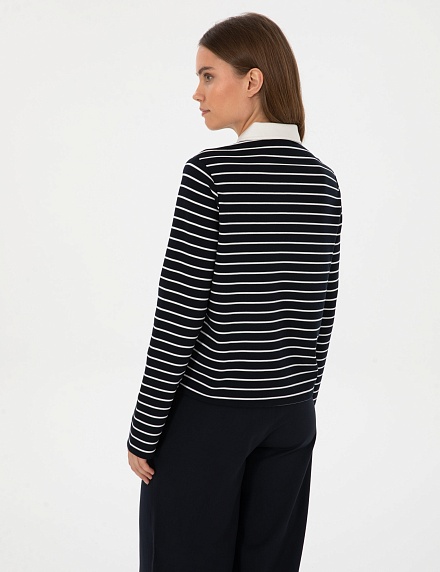 Лонгслив с отложным воротником в полоску - G022SZ0820SETHA Толстовка жен. (VR033, XS)