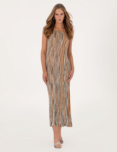 Платье миди из вискозы с люрексом - G022SZ0TE0OYKY Платье жен. (VR051, S)
