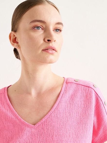 Футболка с V-образным вырезом - G022SZ0110GEBI Футболка жен. (VR041, XS)