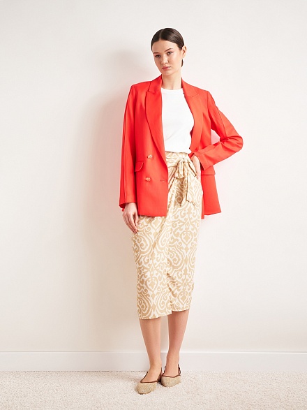 Пиджак двубортный с добавлением льна - G022SZ0020C-CLAY-R Пиджак жен. (VR239, 36)