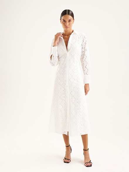 Платье-рубашка макси с перфорированным узором - G022SZ0320LOWEL Платье жен. (VR013, 34)