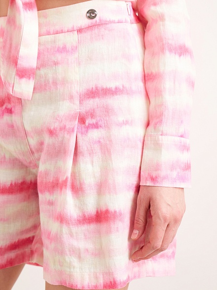 Шорты льняные с принтом тай-дай - G022SZ0310KTOYO-S Бермуды жен. (VR041, 44)