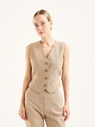 Жилет классический с добавлением льна - G022SZ0100Y_GRATA_R Жилет жен. (VR015, 36)