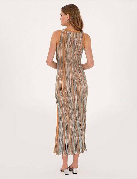 Платье миди из вискозы с люрексом - G022SZ0TE0OYKY Платье жен. (VR051, S)