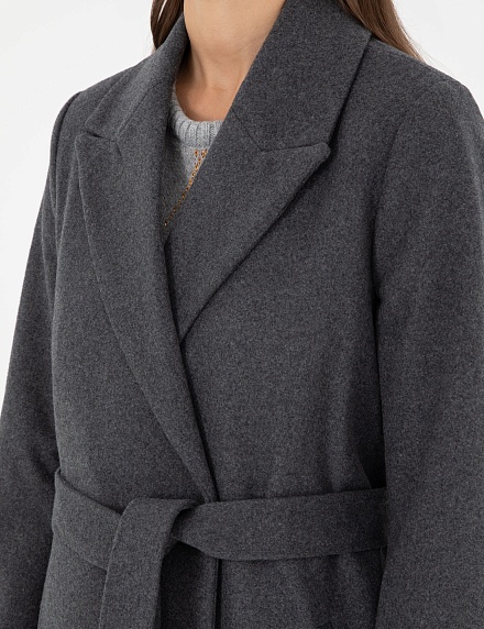 Пальто на запах с добавлением шерсти прямое - G022SZ0KS0JETLA Куртка жен. (VR006, 38)