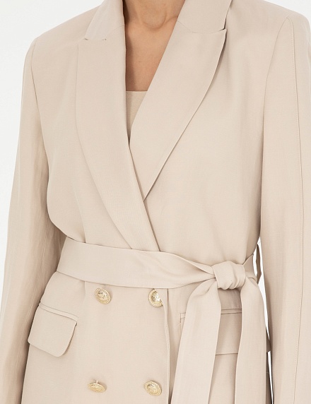 Пиджак двубортный с добавлением льна - G022SZ0020CLAY_C Пиджак жен. (VR085, 34)