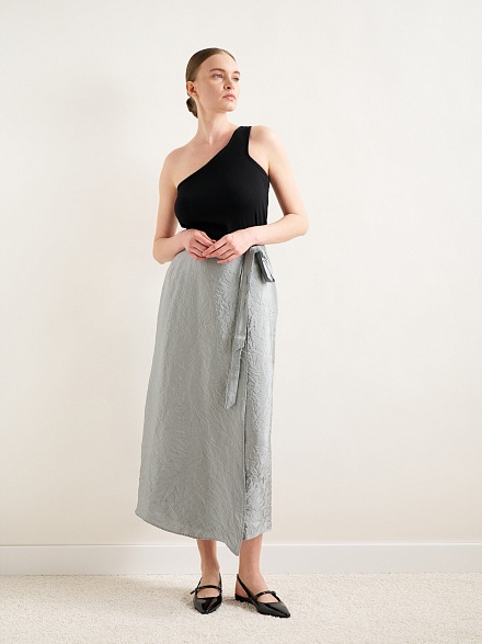 Юбка миди на запах из жатой ткани - 