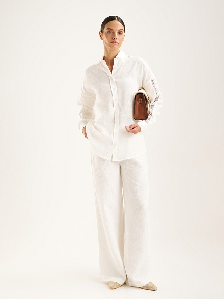 Брюки льняные на кулиске - G022SZ0780MUSO_P Брюки жен. (VR013, 32)