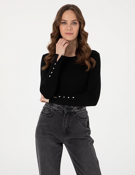 Джемпер с декоративными пуговицами - G022SZ0TK0DADA_25K Кофта жен. (VR046, S)