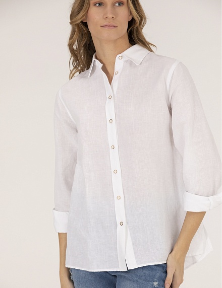 Рубашка из смеси льна и хлопка оверсайз - G022SZ0040KETO Сорочка жен. (VR013, 36)