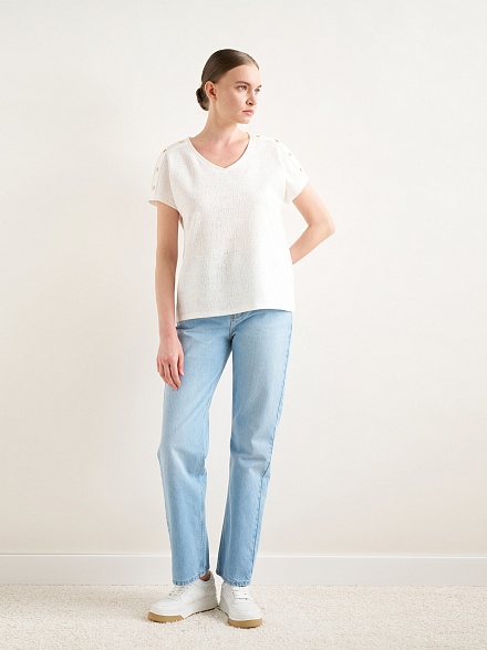 Футболка с V-образным вырезом - G022SZ0110GEBI Футболка жен. (VR019, S)